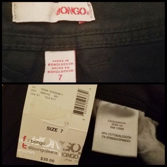 Bongo Black Jean Shorts Sz 7 NWT - Picture 2 of 2